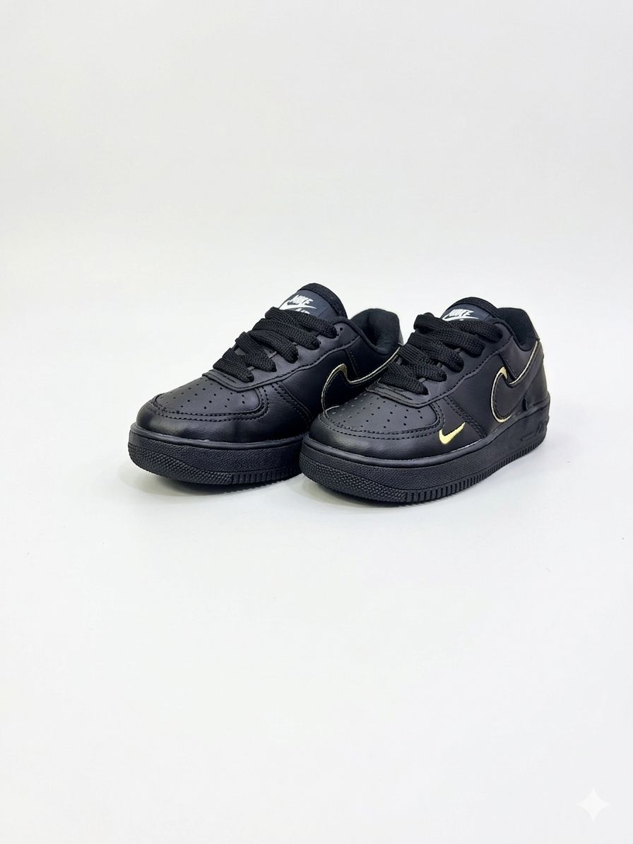 Nike Air Force Preto Ouro Infantil